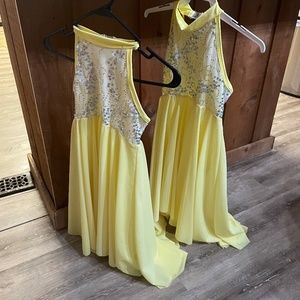 2 ballet lyrical contemporary dance costumes yellow dance dresses